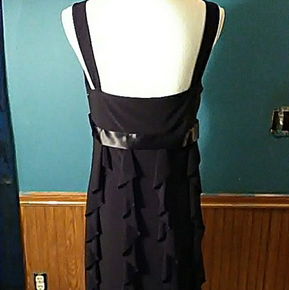 Vintage Black Rhinestone Evening Gown Prom Dress - Picture 2 of 8